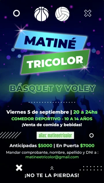 Matiné en el Club San Fernando: Vení a la Matiné Tricolor del viernes 5 de Septiembre